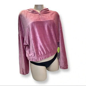 Cobble Lane Velour Hooded Sweater Size Large New
